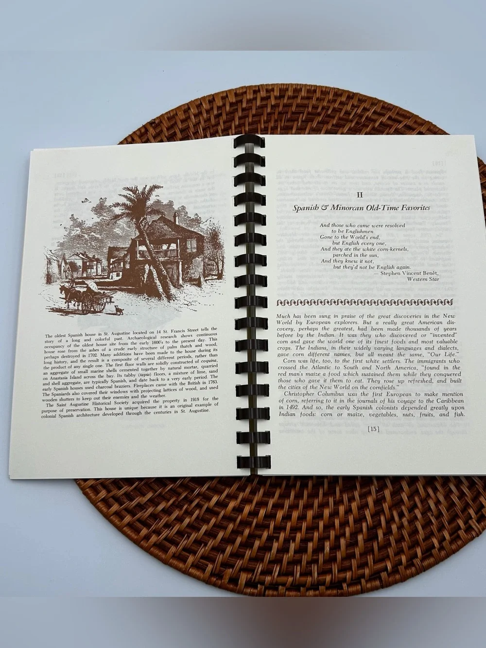 VTG Spiral Cookbook Food Favorites St. Augustine Florida Spanish Minorcan 1973